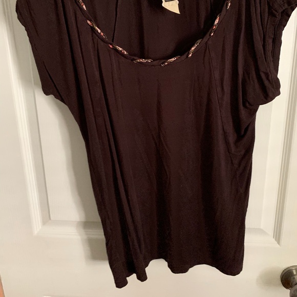 Anthropologie Brown Knit Top w/ neckline detail - Picture 3 of 3